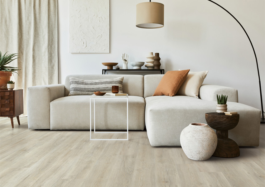 pet friendly luxury vinyl flooring in living room.